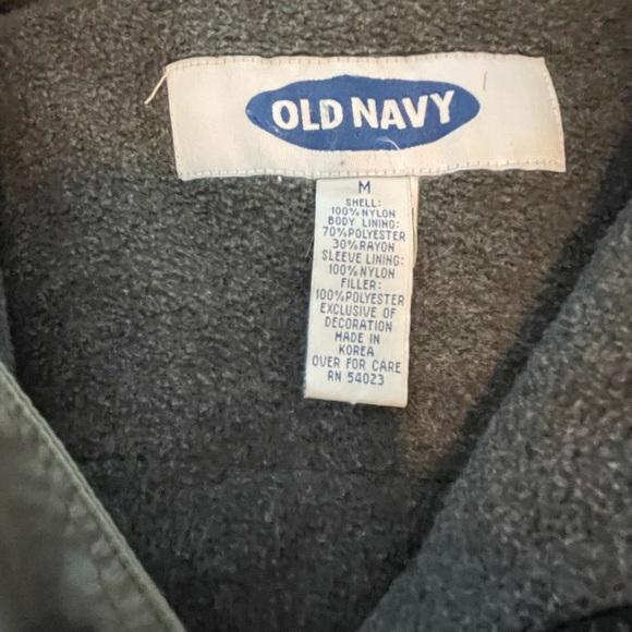 Old Navy Vtg Jacket hooded Windbreaker men gray orange Fleece Lined Pullover - Picture 5 of 9